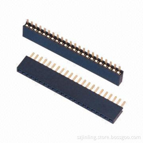 Female Headers, Single Row with 1.27mm Right Angle, 4.6 Pitch Height